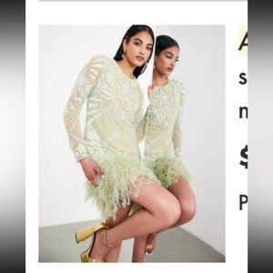 NWOT Mini dress all sparkle / pearl Asos long sleeve